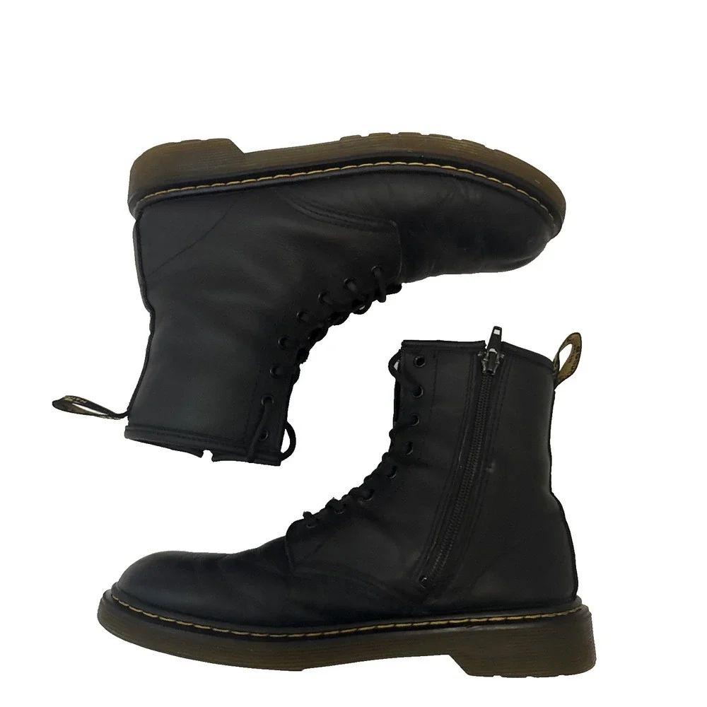 Dr. Martens 1460 Y Black Leather Lace Up Combat Boots Youth US 5